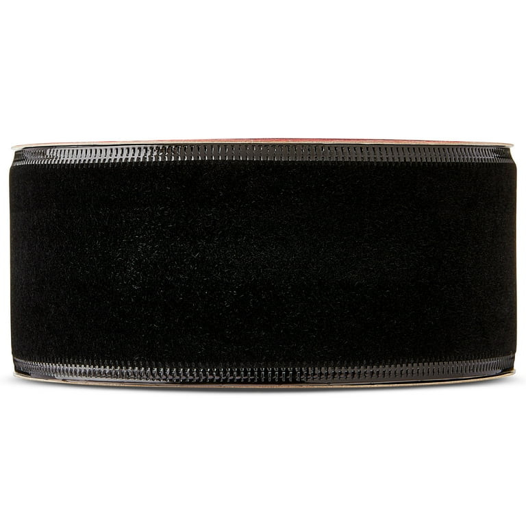 Black Flocked Velvet Christmas Ribbon, 2" x 30', by Holiday Time - Walmart.com | Walmart (US)