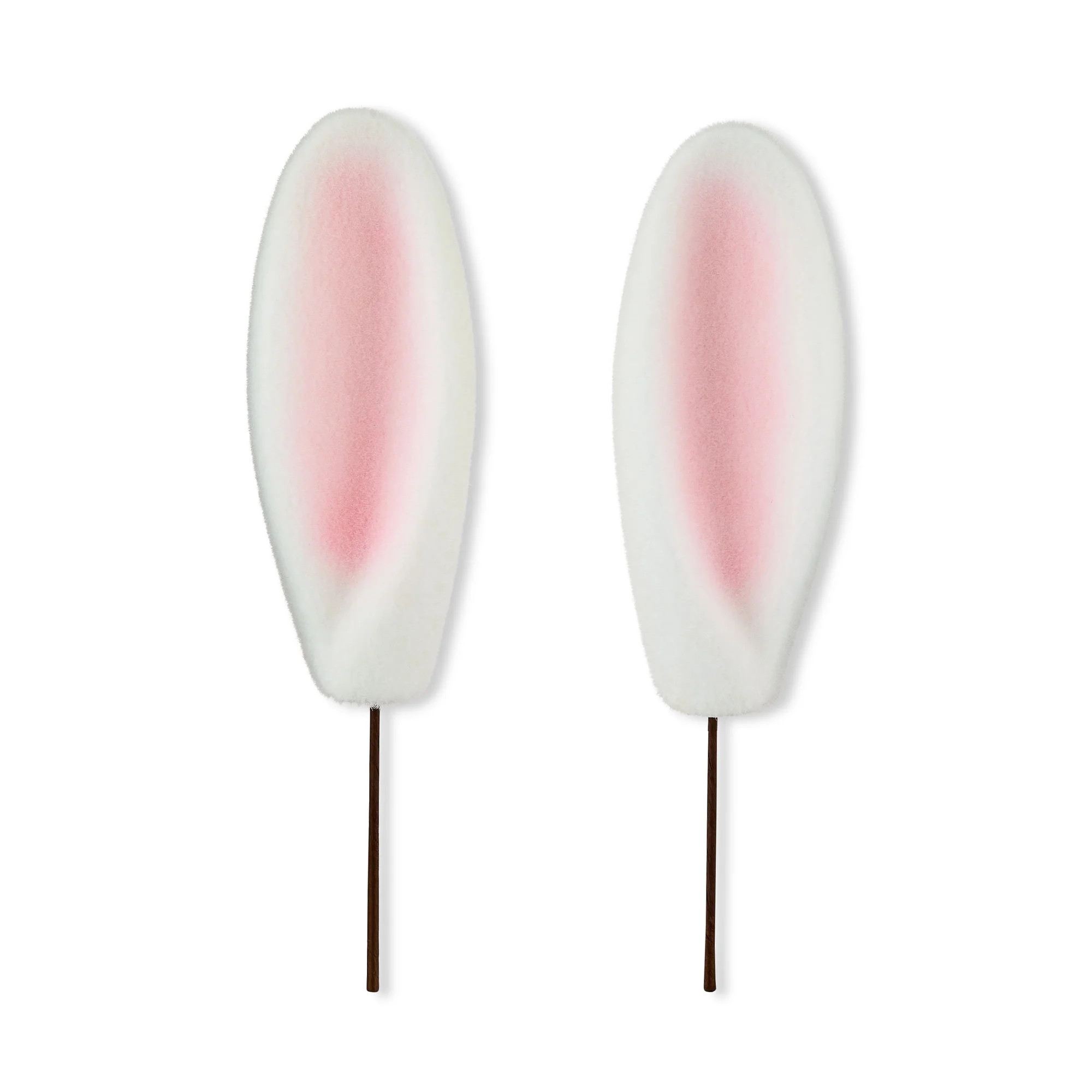 Flocked Bunny Ear Floral Picks, White and Pink, 12.5", 2 Count, Easter by Way To Celebrate | Walmart (US)