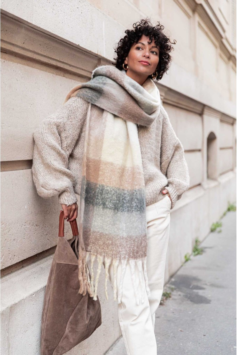 GIDGET Grise - Écharpe Franges femme | Pretty Wire