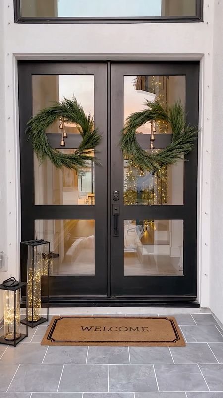 Minimal front door decor for Christmas 

#LTKHoliday