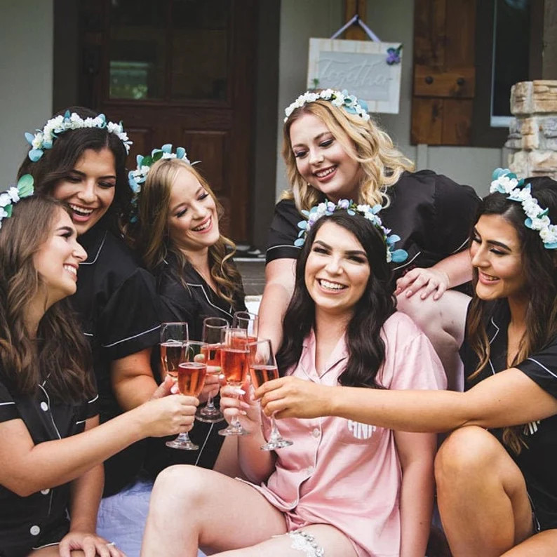 Bridesmaid pajamas, Bridesmaid PJs, Bridesmaid Gift , Pajamas, Bridal PJS, Bridal  Satin Shorts, ... | Etsy (US)