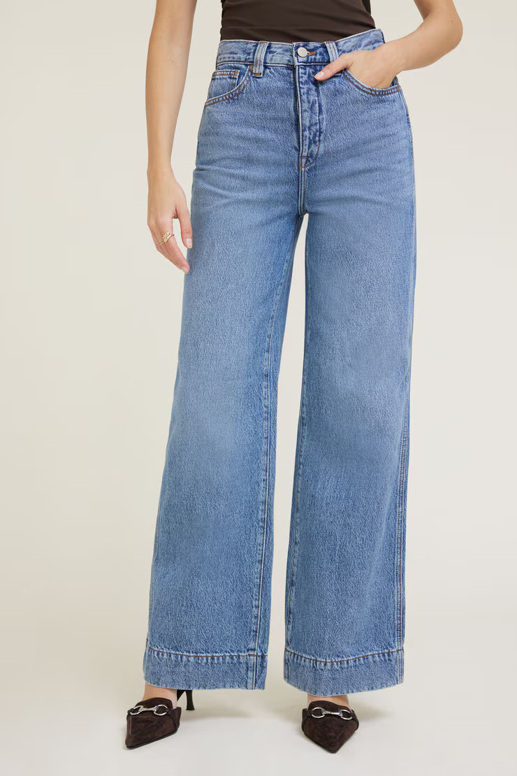 Lennon Ultra High Rise Wide Leg Column Jeans | Dynamite Clothing