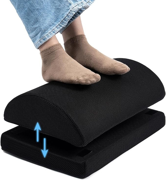 Footrest - Foot Rest for Under Desk at Work - Memory Foam Foot Stool with 2 Adjustable Height for... | Amazon (US)