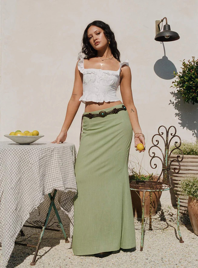 Sophia Maxi Skirt Green | Princess Polly US
