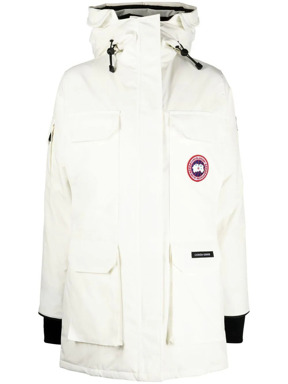 Canada Goose logo-patch detail padded coat - White | Farfetch Global