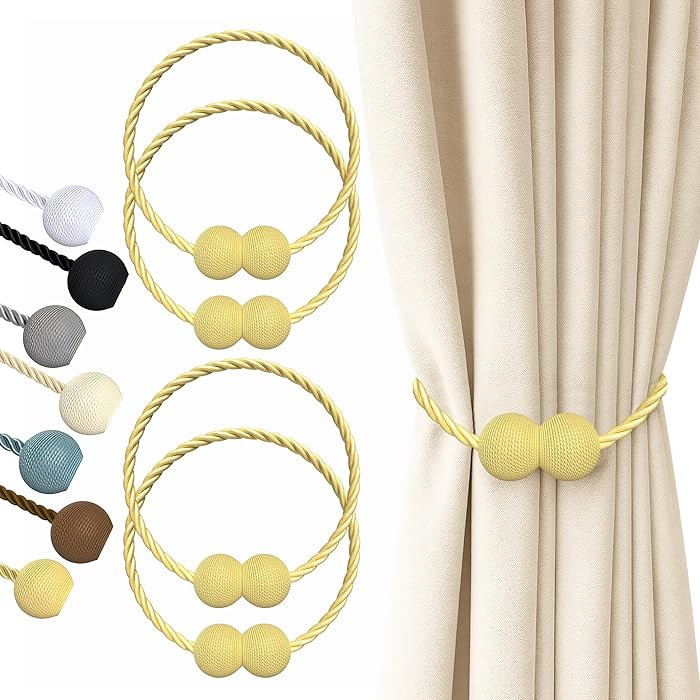 Hion Magnetic Curtain Tiebacks Golden 4 Pack, Curtain Tiebacks Buckles Holdbacks Holders Hooks Cl... | Amazon (US)