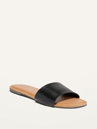 Faux-Leather Slide Sandals for Women | Old Navy (US)