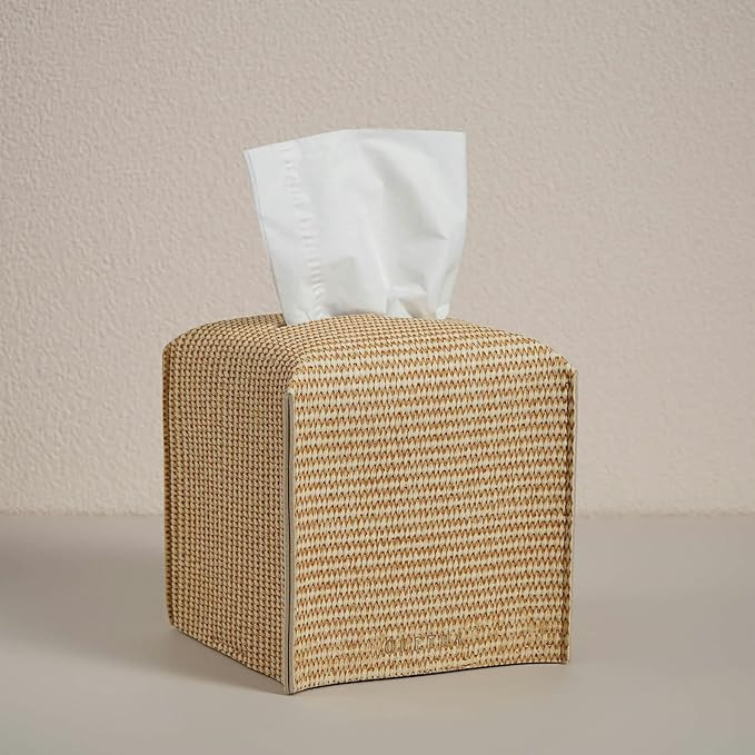 OLETHA Square Tissue Box Cover - Aesthetic Desk Decor for Room, Home & Office - Tissues Cube Boxe... | Amazon (US)