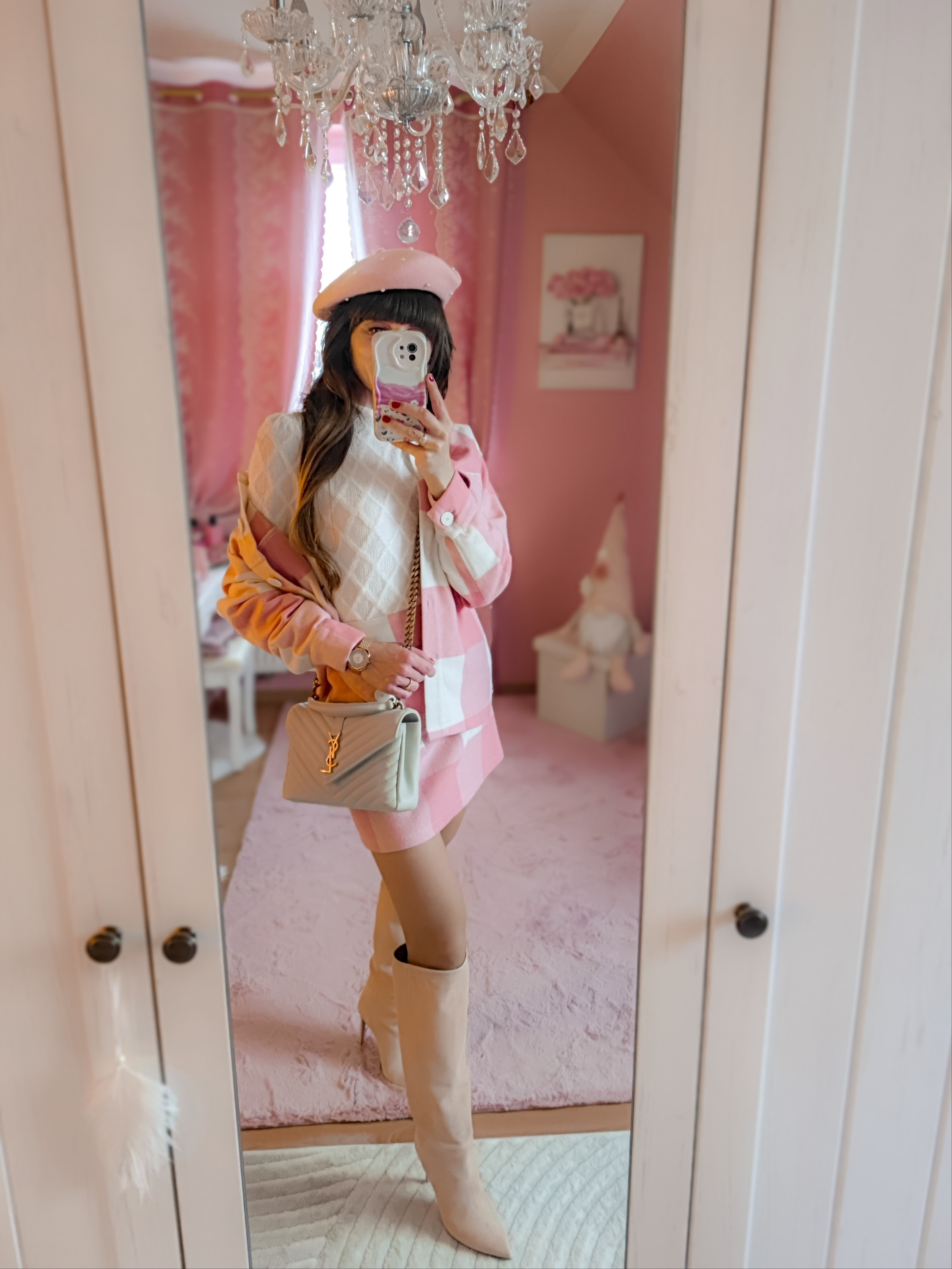 Stepping into Thursday in my Paris Texas dreams. 🩷👠 These pink suede booties are my latest obsession - they are not only super pretty and elegant but also very comfortable to walk in. 🥰 I styled them with a pink plaid shacket, matching pink plaid skirt, pink pearl beret, my favorite YSL college medium bag and dainty silver earrings.🌷 CONNECT WITH ME ON INSTAGRAM: https://www.instagram.com/DEARVIOLA#valentines #valentinesday #momentsofchic #ootd #styling #stylingtips #holidayoutfit #flashesofdelight #aesthetic #inspiration #polishgirl #polishwoman #polskakobieta #stylowo #beautifulgirls #paristexas #fashiongoalsz #chicwish #pink #skirt #shacket #plaid #shoeslover #prettylittleiiinspo #chicwishstyle #beautifulwomen #inspiracja #modnapolka #kobieta #styl #inspiracjemodowe

#LTKStyleTip #LTKShoeCrush #LTKSeasonal