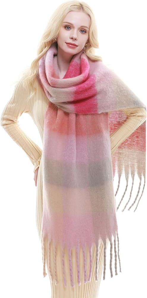 RIIQIICHY Plaid Scarf Chunky Scarves Blanket Scarf | Amazon (US)