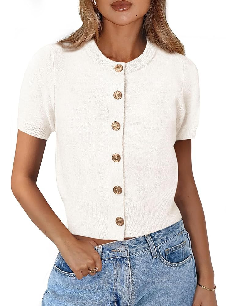 PRETTYGARDEN Womens Casual Summer Short Sleeve Cardigans 2025 Button Down Knitted Sweater Basic C... | Amazon (US)