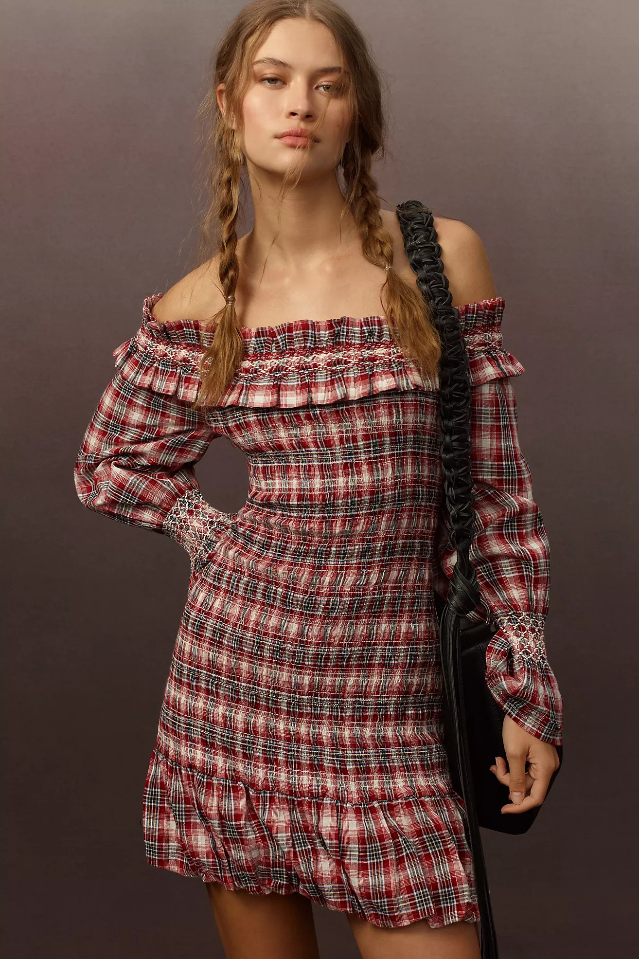 Pilcro Smocked Plaid Mini Dress | Anthropologie (US)