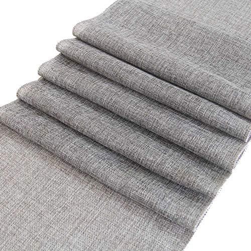 ARKSU Gray Burlap Table Runner 12 x 120 Inch Imitated Linen Wrinkle-Free for Wedding/Bridal Party... | Amazon (US)