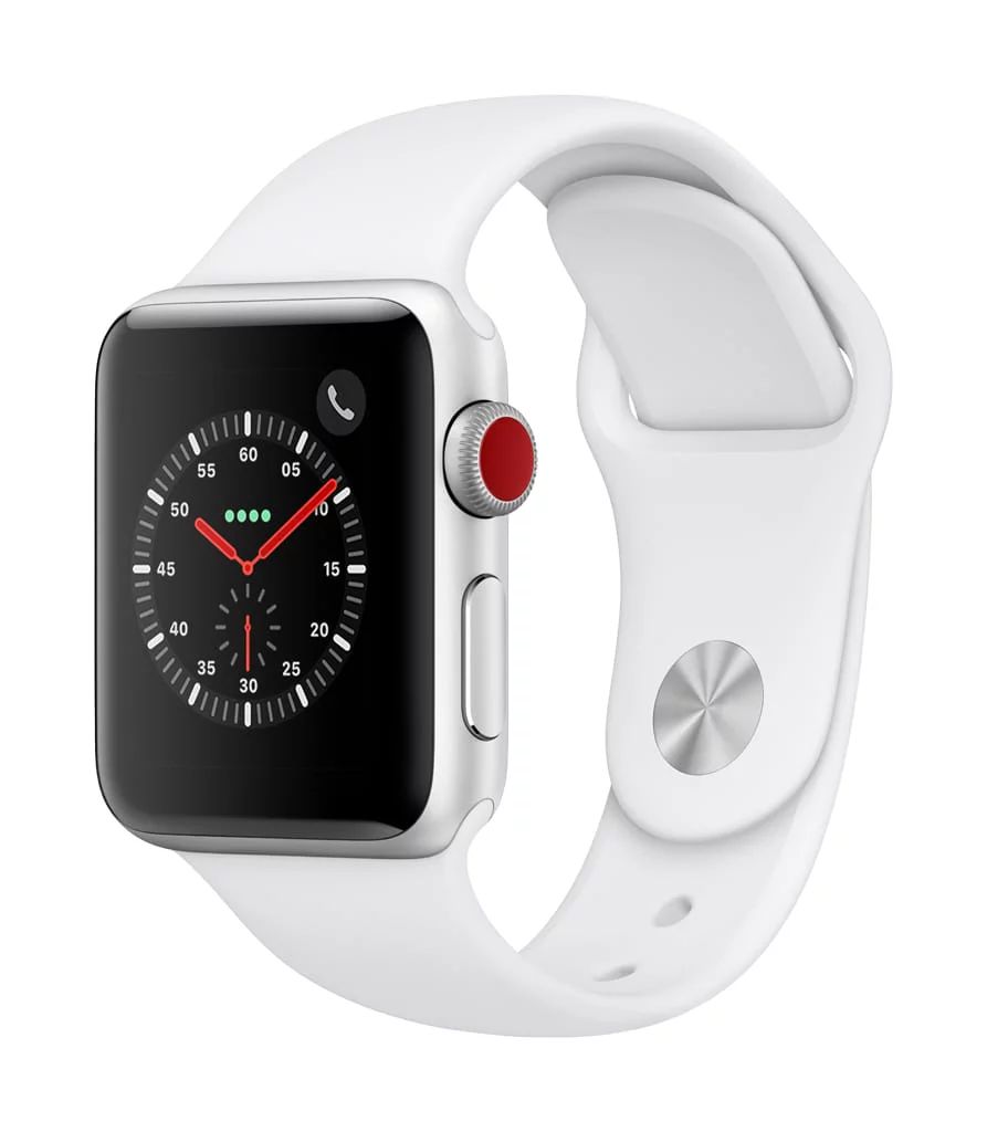 Apple Watch Series 3 GPS + Cellular - 38mm - Sport Band - Aluminum Case -Silver/White | Walmart (US)