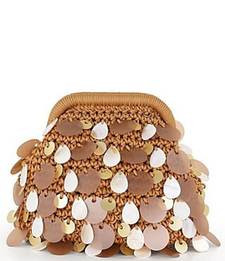 Badgley Mischka Marigold Crochet Sequin Pouch Clutch - Gold | Dillard's