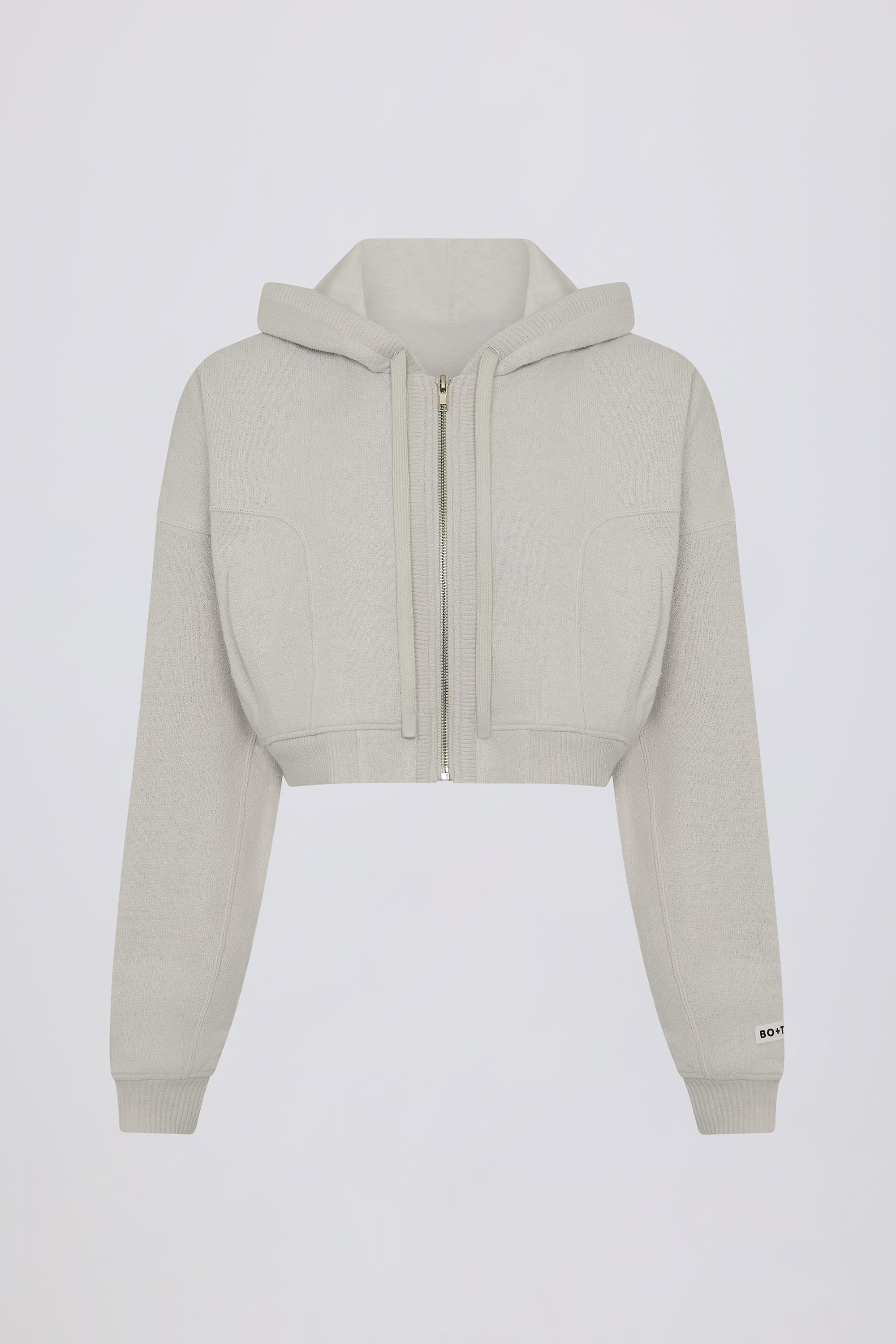 Cropped Zip-Up Hoodie in Light Grey | Bo&Tee