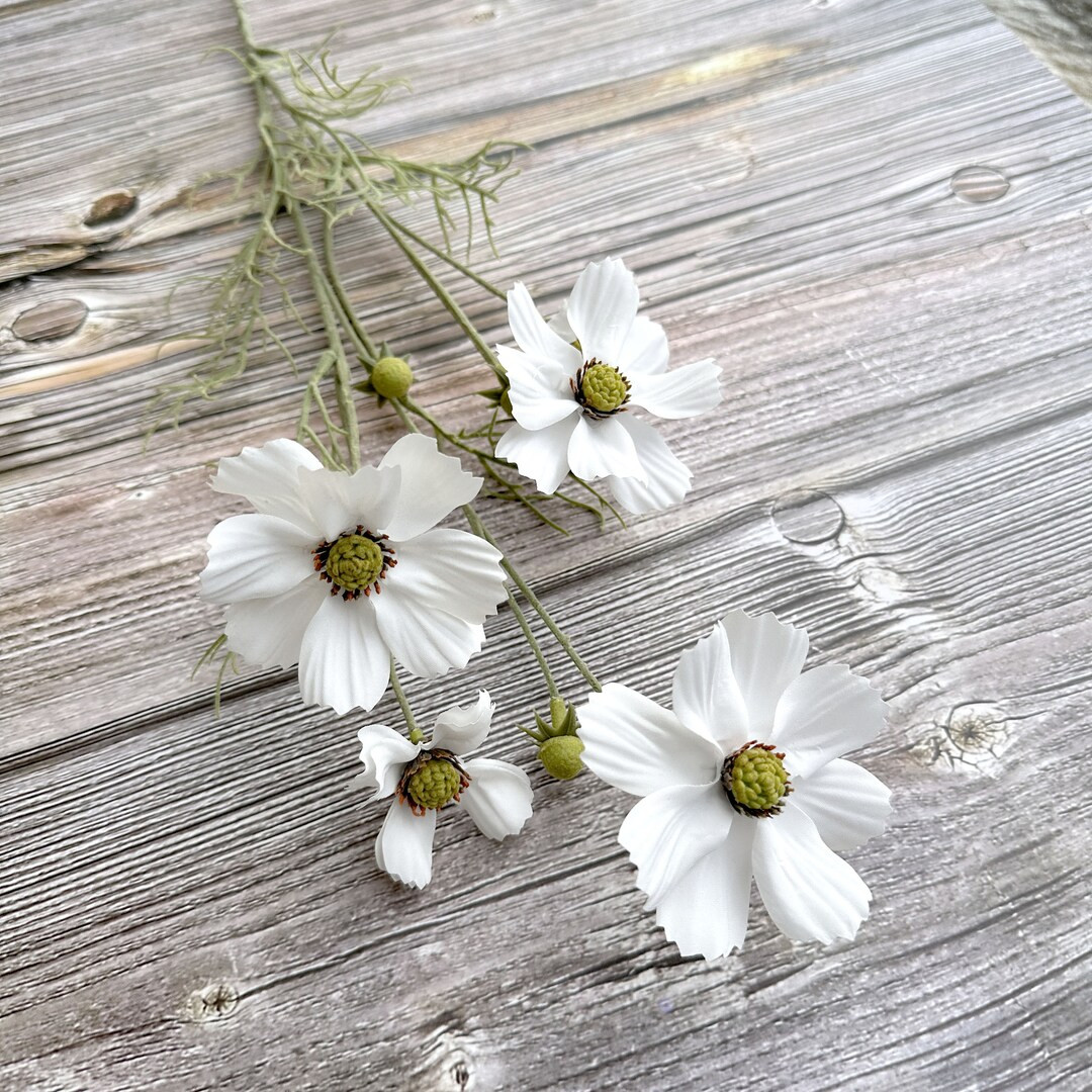 WHITE Cosmo Branch  - Artificial Flowers, Silk Flowers | Etsy (US)