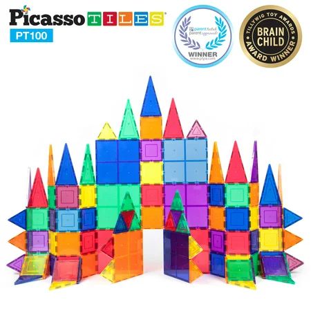 Picasso Tiles 100 Piece 3D Color Magnetic Building Block STEM Set | Walmart (US)