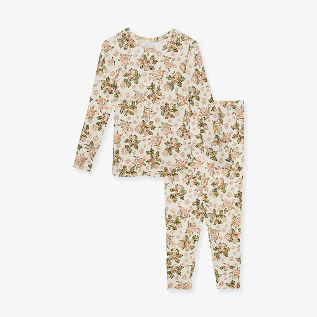 Floral Yellow Long Sleeve Toddler Pajamas | Aerwyna | Posh Peanut