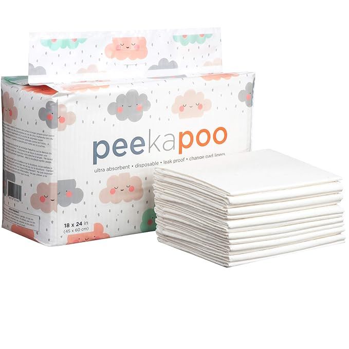 Peekapoo - Disposable Changing Pad Liners (50 Pack) Super Soft, Ultra Absorbent & Waterproof - Co... | Amazon (US)