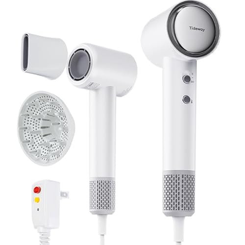 Tideway High-Speed Ionic Hair Dryer – 110,000 RPM Brushless Motor, Fast Drying, Lightweight 1.3lb, 59dB Low Noise, 360° Magnetic Nozzle, 4-Color LED Ring, Smart Temp Control, for All Hair Types | Amazon (US)