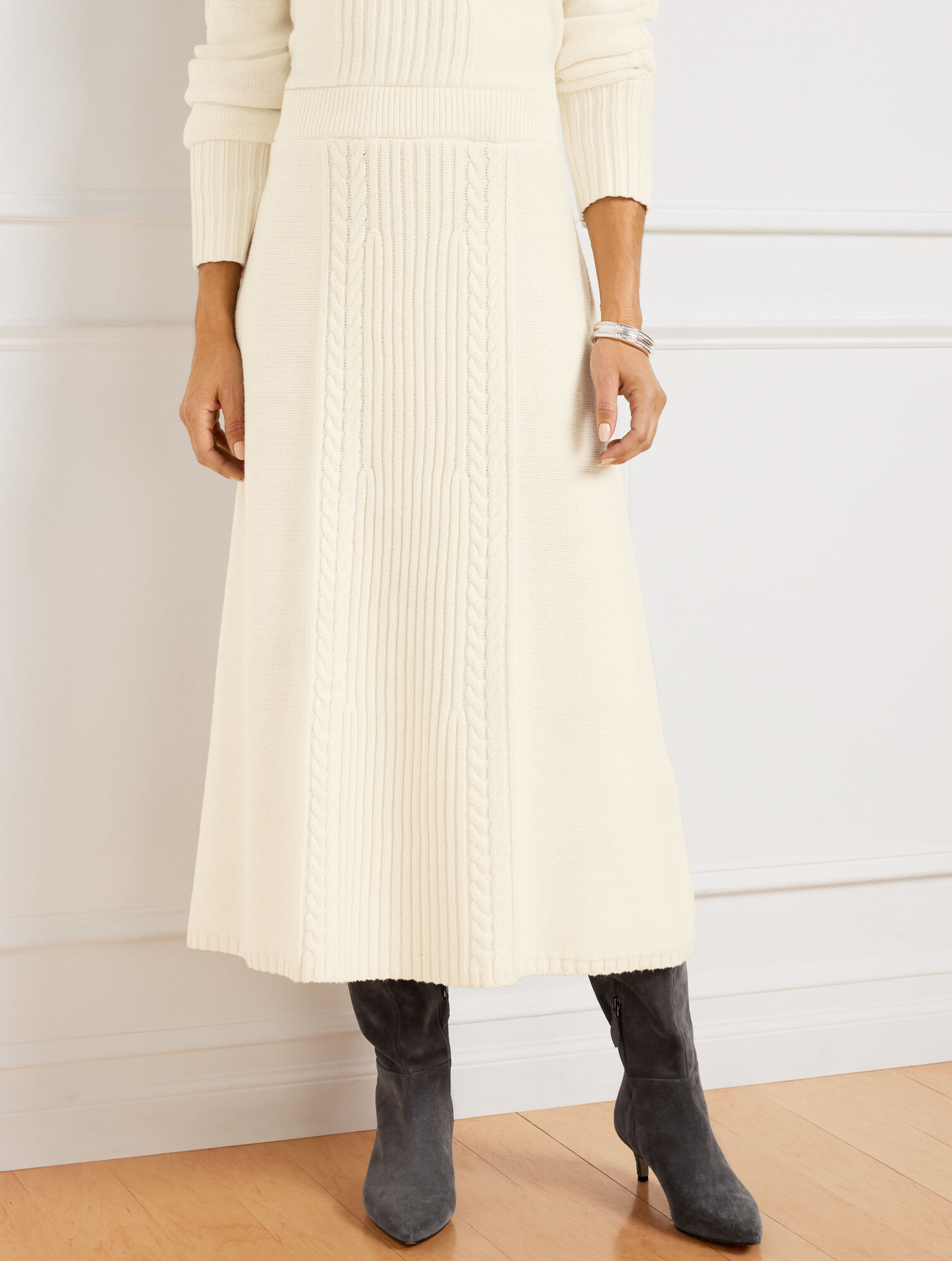 Cable Knit Midi Sweater Skirt | Talbots
