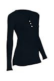 Indera Women's Pointelle Henley Top, Black, Small 180PS | Amazon (US)