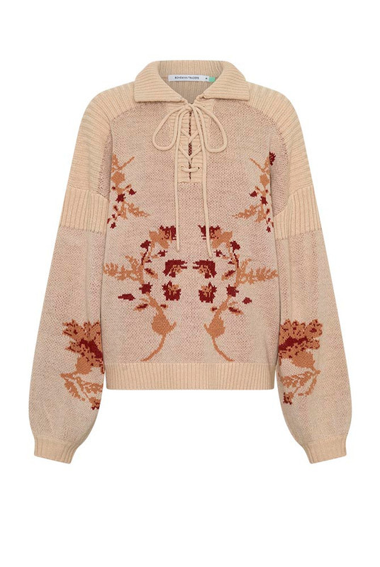 Archer Eyelet Knit Jumper in Buff | Bohemian Traders