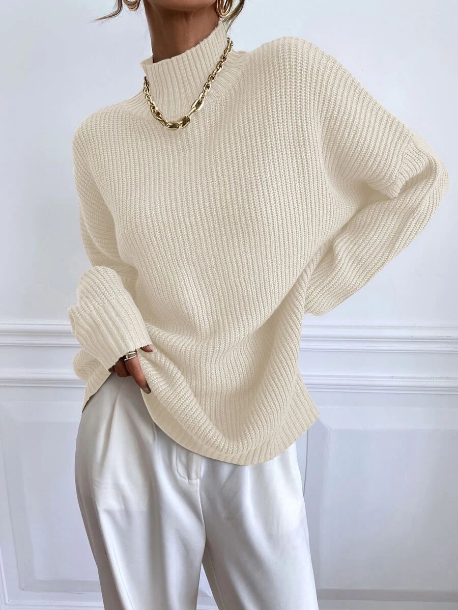 HomeWomen ClothingWomen KnitwearWomen SweatersStand Collar Batwing Sleeve Sweater | SHEIN