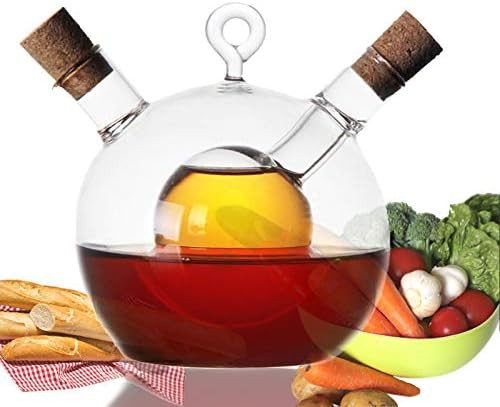 Olive Oil and Vinegar Dispenser,2-in-1 Kitchen Glass Cruets Oil and Vinegar Bottles ​with Cork ... | Amazon (US)