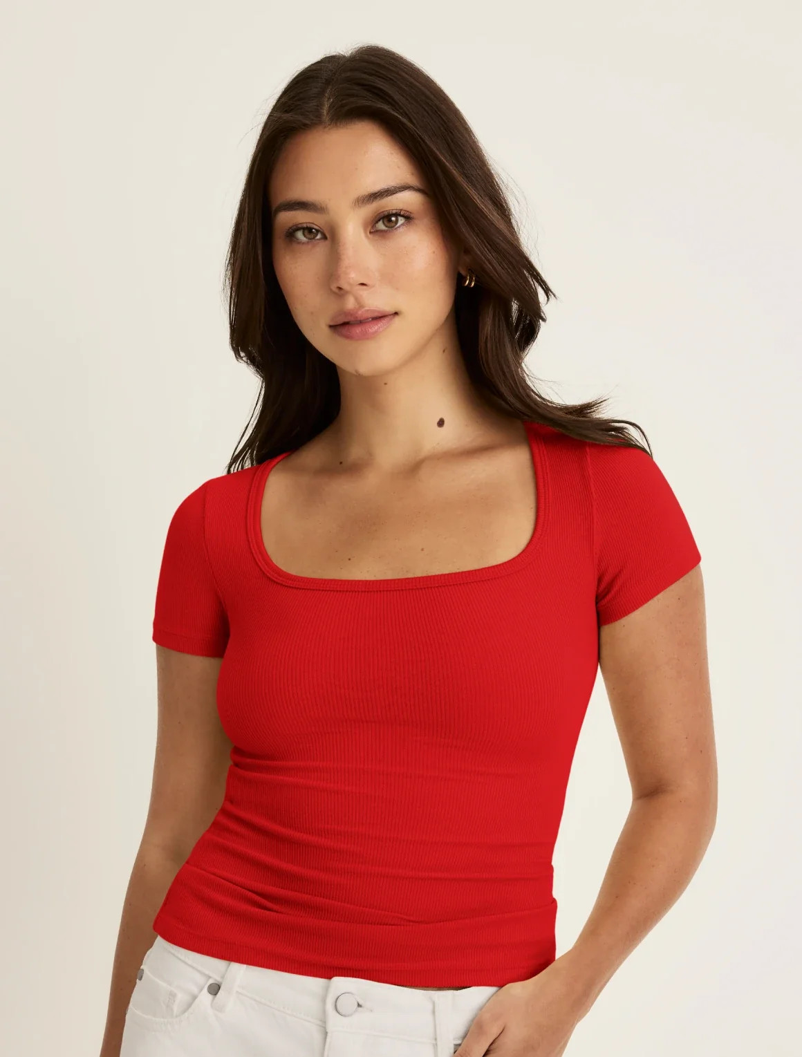 SculptRib\u2122 Cotton Scoop Neck T-Shirt | Supportive T-Shirt | Knix CA