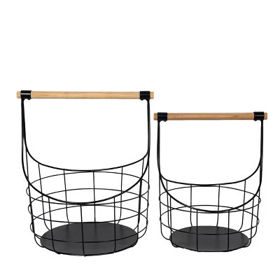 VIP Metal 15.5 in. Black Basket with Handle Set of 2 | Target