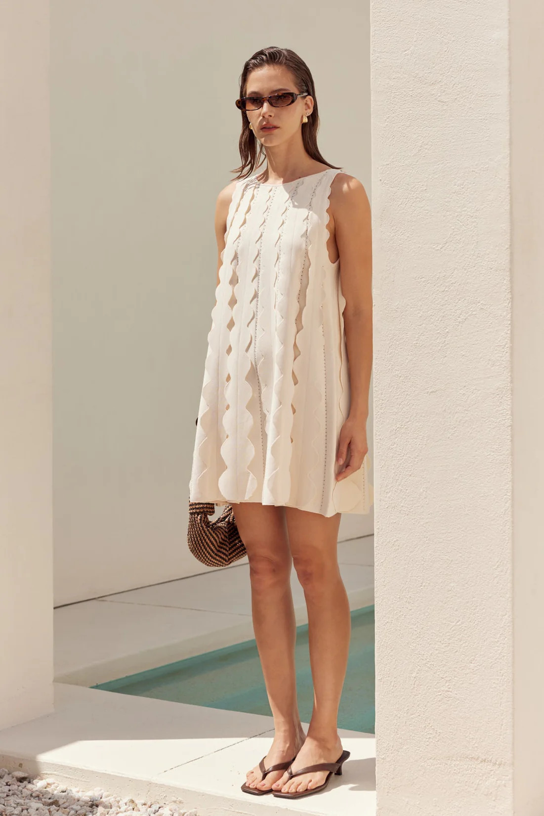 Ruffle Edge A-Line Mini Dress | English Factory