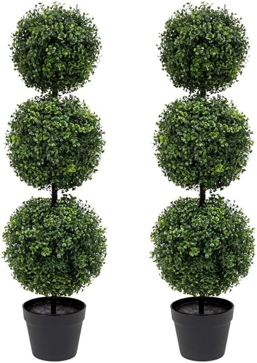 momoplant Artificial Topiary Ball Tree - 38 inch Triple Topiaries Boxwood Greenery Plant 【 2 Pa... | Amazon (US)