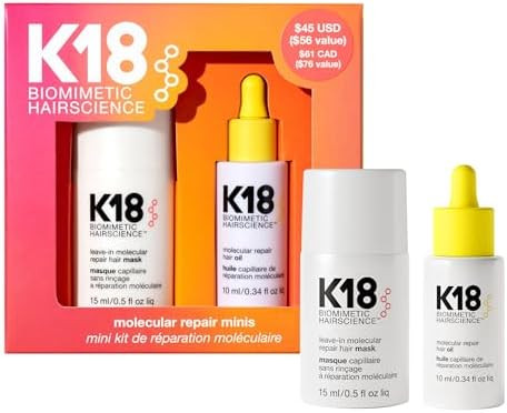K18 Molecular Repair Minis Kit, Leave-In Molecular Hair Mask + Lightweight Repair Oil, Repairing ... | Amazon (US)