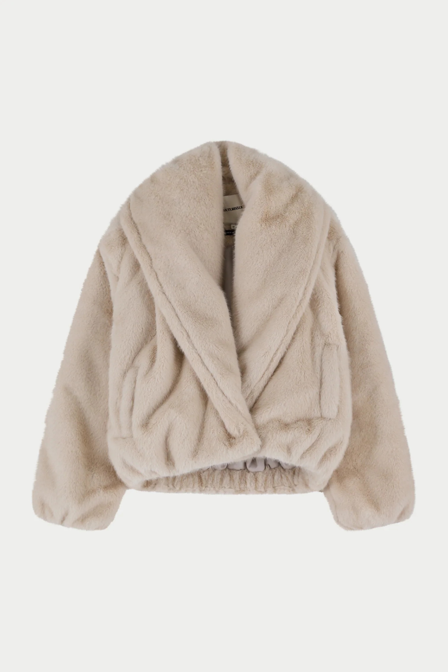 OVERSIZED COLLAR FAUX FUR PUFFER COAT - CREAM | The Couture Club