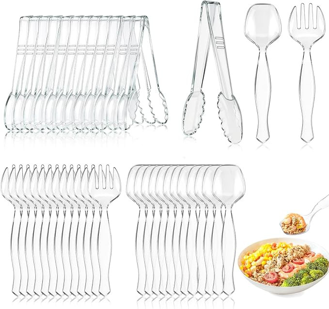 Mwellewm 36Pcs Serving Utensils Large Plastic Serving Utensils Set Serving Spoons for Buffet Clea... | Amazon (US)