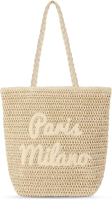 Beach Bags for Women - Large Straw Bag Woven Beach Tote, Summer Handmade Shoulder Handbag | Amazon (US)