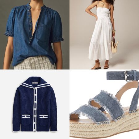 Blue and white is such a fresh look for summer! Try denim tops with white jeans, the cutest summer sweater, denim espadrille wedges, and more!

#summeroutfit #summerdress 

#LTKOver40 #LTKFindsUnder50 #LTKSeasonal
