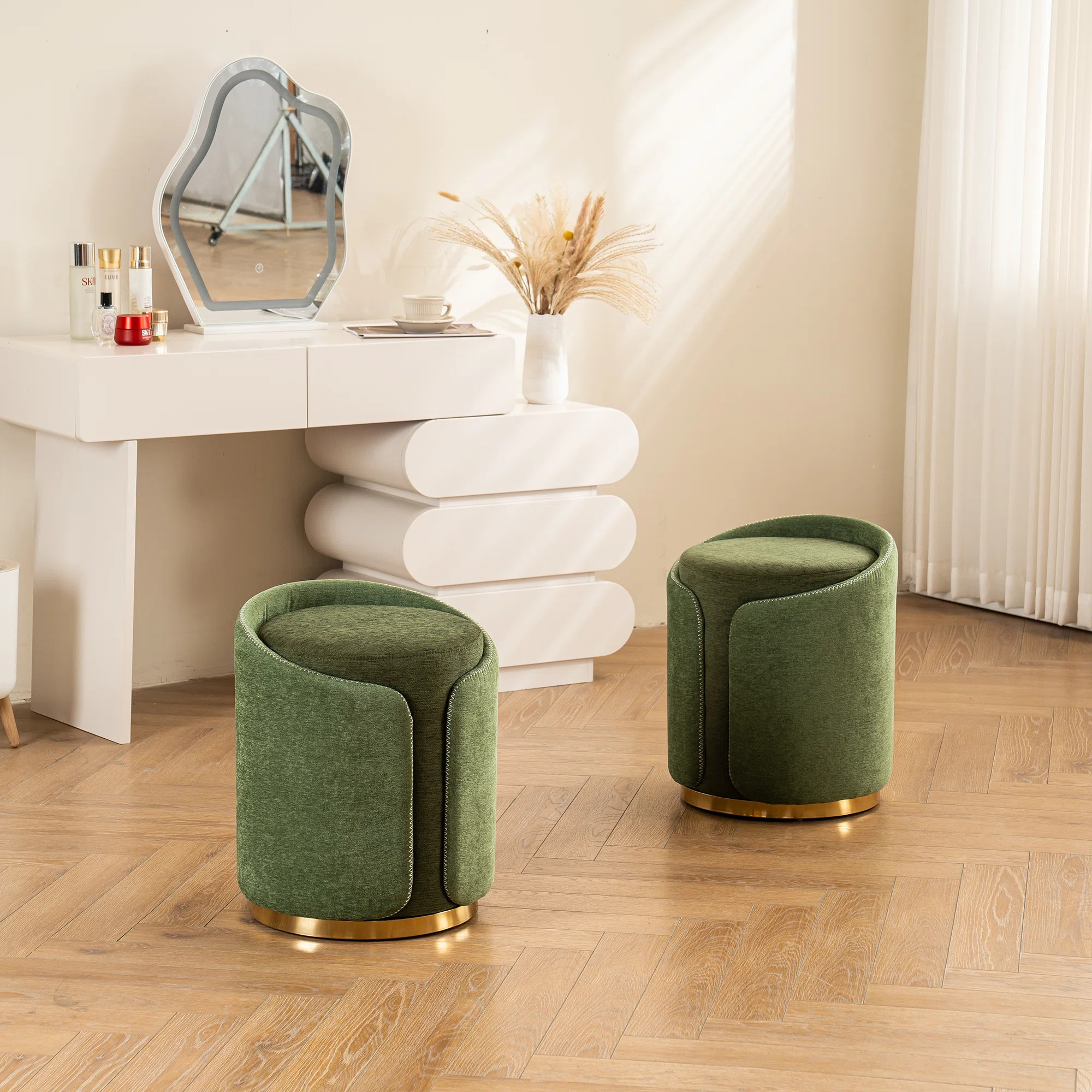 Masoomah Upholstered Swivel Ottoman (Set of 2) | Wayfair North America