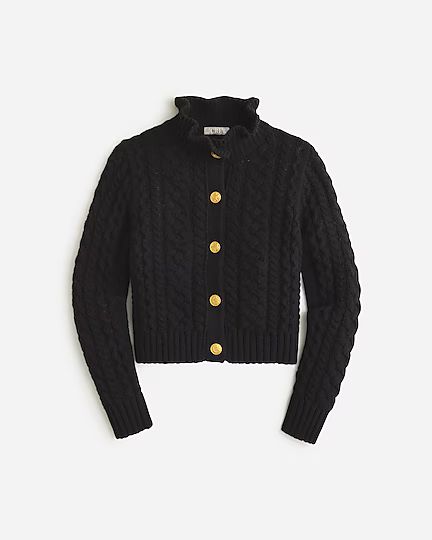 Cable-knit ruffleneck sweater lady jacket | J.Crew US