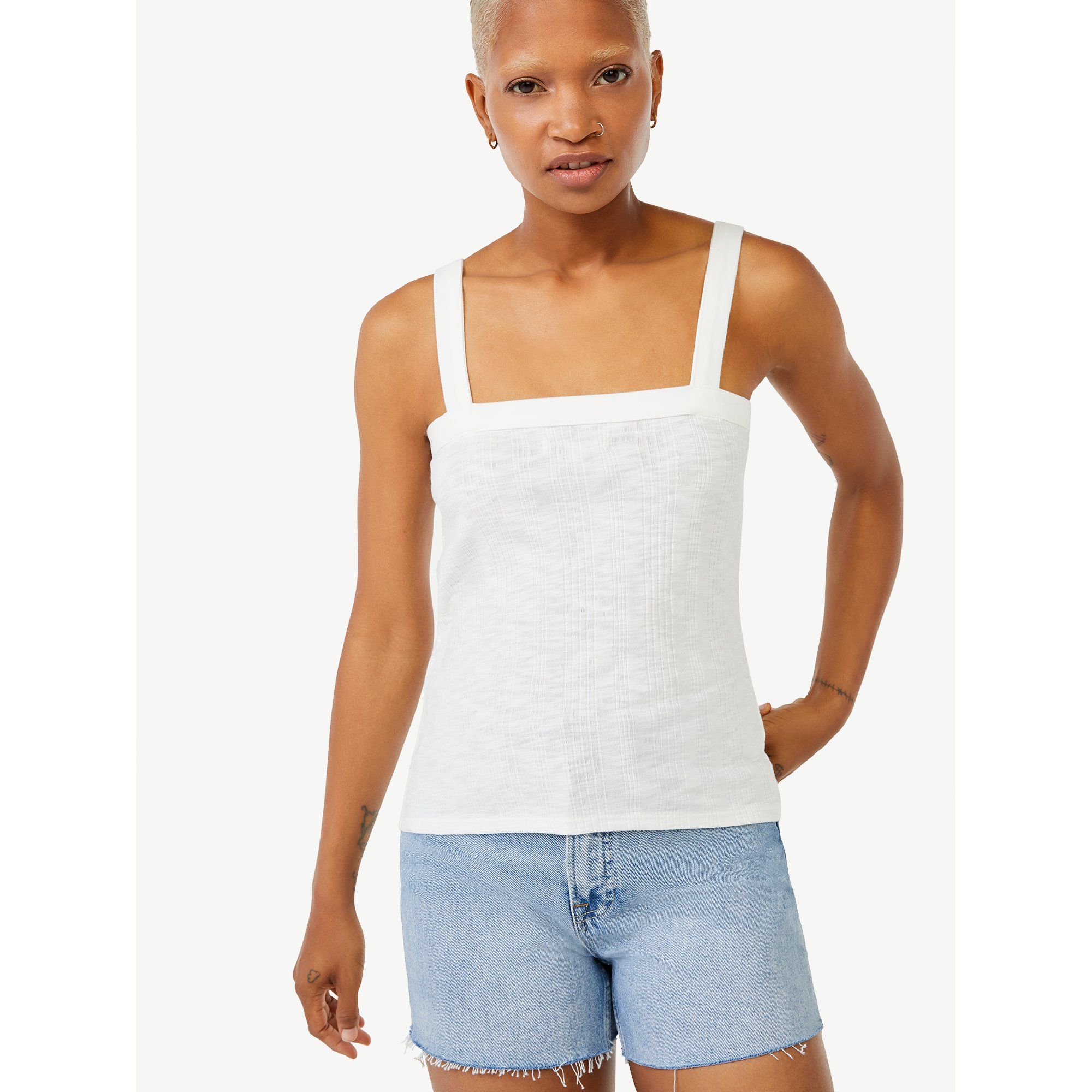 Free Assembly Women's Square Neck Tank Top | Walmart (US)