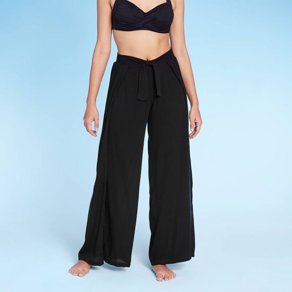 Women's Tie Waist Beach Cover Up Pants - Kona Sol™ Black | Target