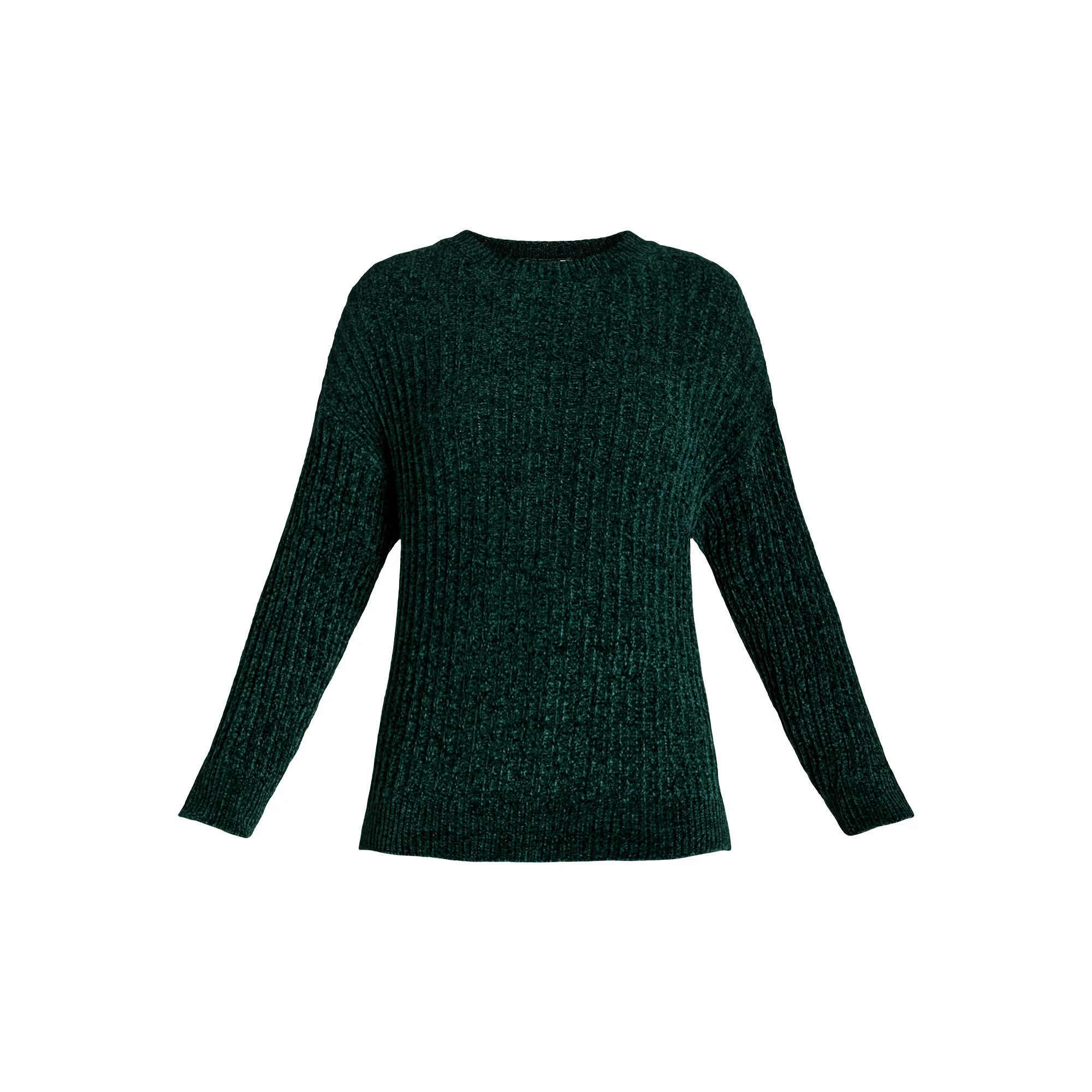 Time and Tru Women's and Women’s Plus Chenille Crewneck Sweater, Midweight, Sizes XS-4X - Walma... | Walmart (US)