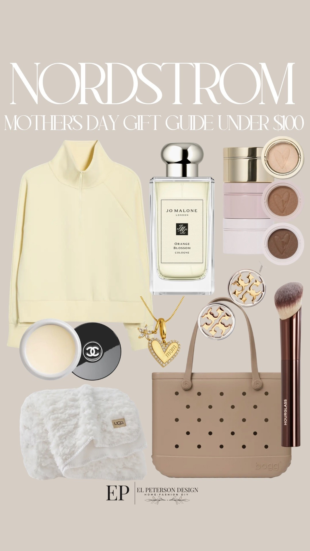 Nordstrom 
Mothers Day Gift Guide under $100
Sweater
Perfume
Blanket
Tote bag
Earrings
Makeup brush 
Necklace 