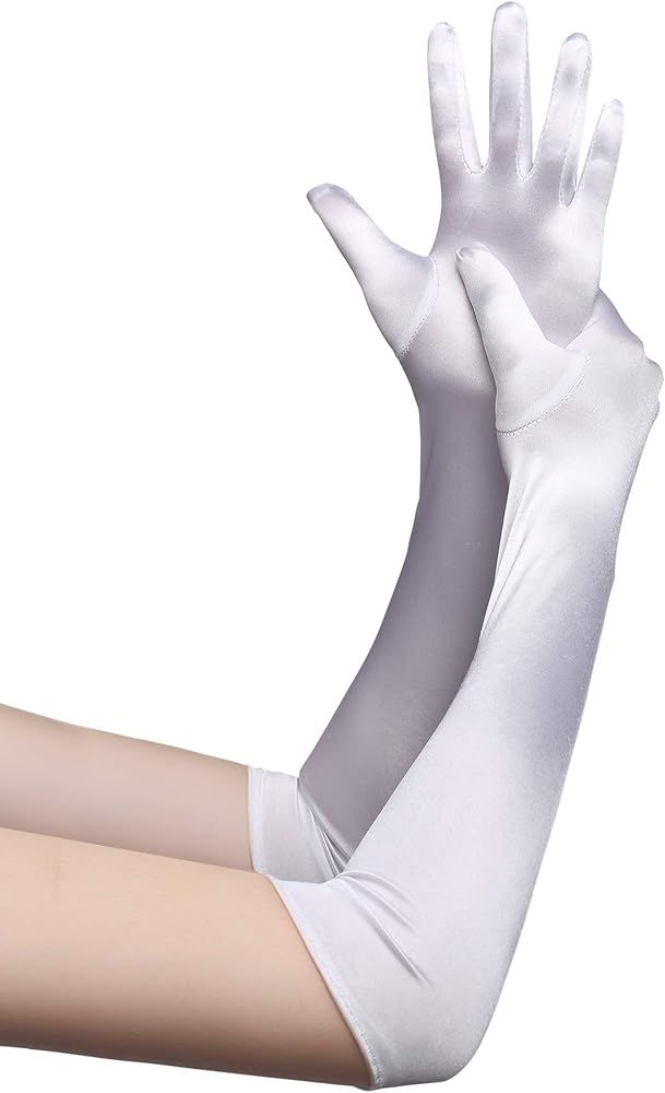 BABEYOND Long Opera Party 20s Satin Gloves Stretchy Adult Size Elbow Length | Amazon (US)