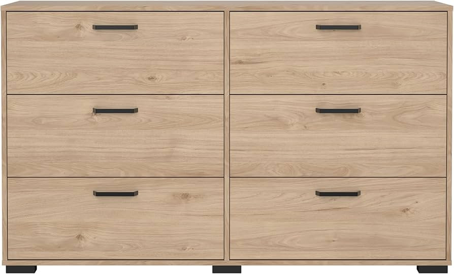 Tvilum Jackson Hickory Sofia 6 Drawer Double Dresser Wooden Modern Bedroom Wide Chest of Drawers ... | Amazon (US)