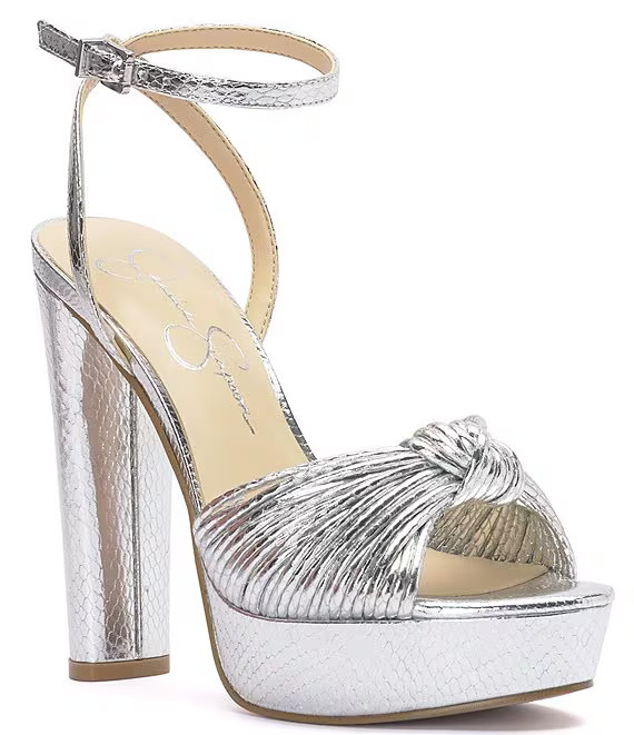 Immie Ankle Strap Metallic Leather Embossed Platform Dress Sandals | Dillard's