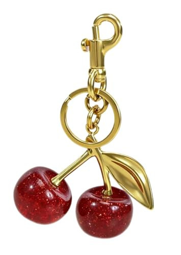 NZOZKOEX Cherry Keychain Bag Charm for Purses – Cute Leather Keyring Accessories for Women, Fashionable Handbag Charms for Car Keys & More, Stylish Gift Idea for Her | Amazon (US)