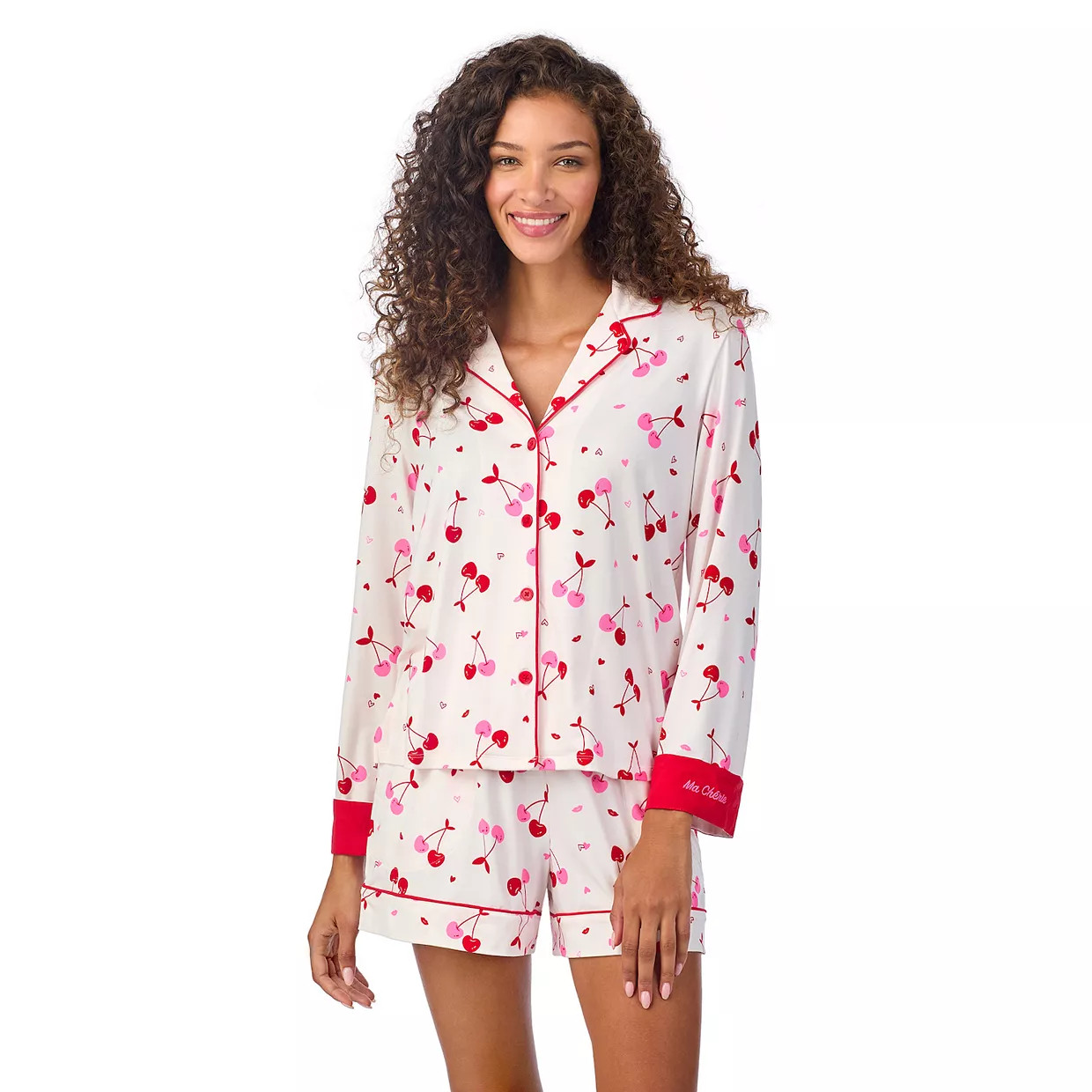 Women's Beauty Sleep Social Long Sleeve Pajama Shirt & Pajama Shorts Sleep Set | Kohl's